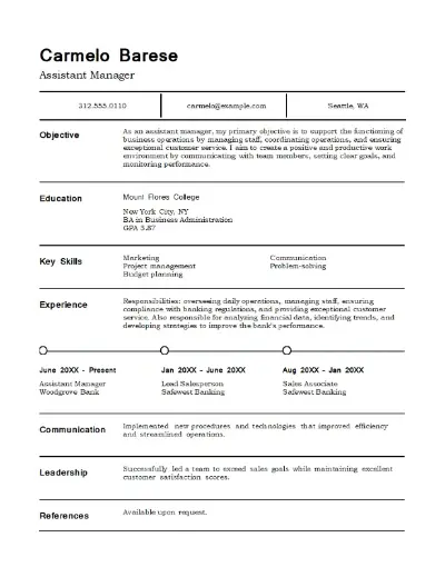 Classic management resume